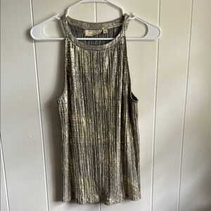 Anthropologie Moulinette Soeurs Shine On Metallic Gold High Neck Tank Sz M